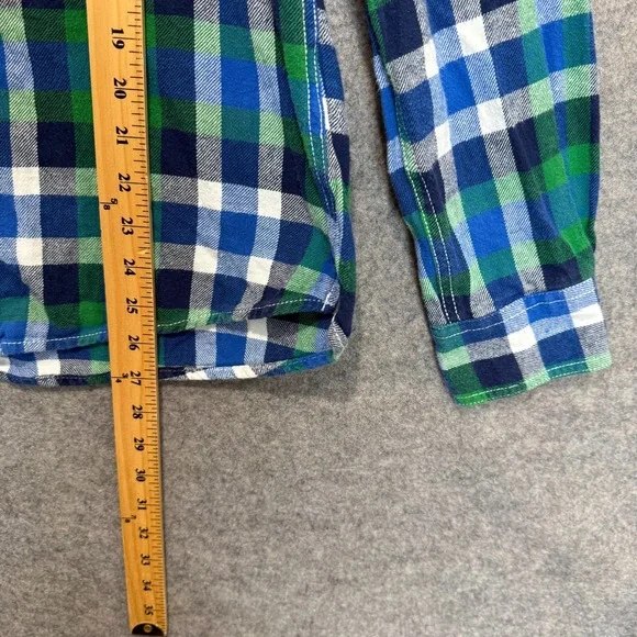 Supreme Flannel Button Shirt Mens Medium Green Blue Plaid Casual Cotton - Picture 4 of 9